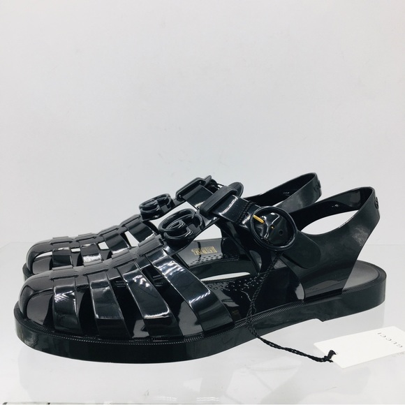 Gucci GG Black Rubber Cage Sandals Men’s Size US 11.5 Medium - Picture 10 of 16